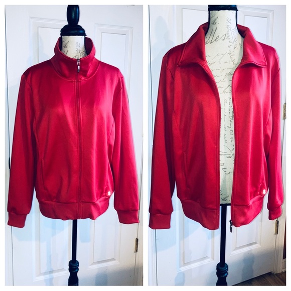 Izod Jackets & Blazers - IZOD Full Zip Track Jacket Red Tennis Golf AthleticWear Athleisure Sz XLarge